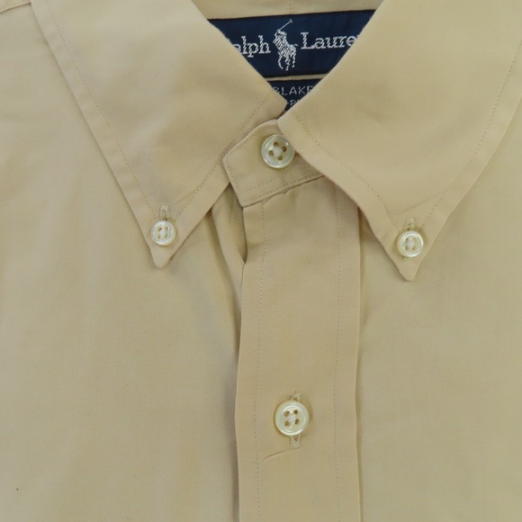 Ralph Lauren Polo Shirt Mens Large Brown Tan Solid Long Sleeve Blake Pony - Picture 3 of 9